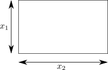 縦と横の長さがそれぞれ x_1、x_2 で表される長方形